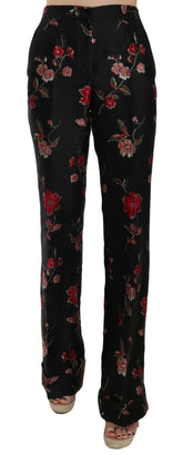 Dolce & Gabbana Floral Print Black Boot Cut Trouser Pants -   -  Dolce & Gabbana.
